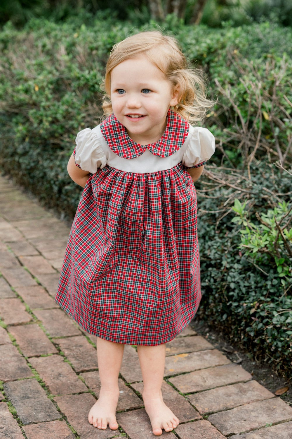 Bailey Boys Girls Dress with Collar - Red Noel Holiday Plaid