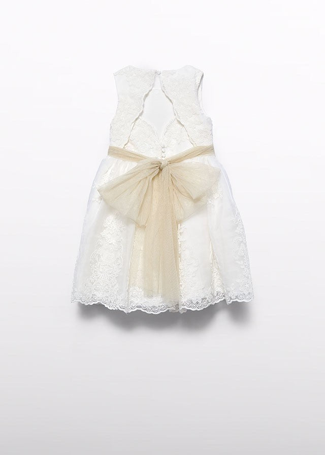 Abel & Lula Girls Organdy Embroidered Special Occasion Dress - Flower at Waist