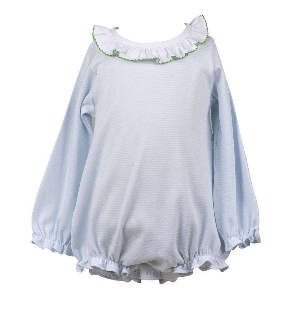 Proper Peony Pima Baby Girls Bubble - Light Blue Stripe