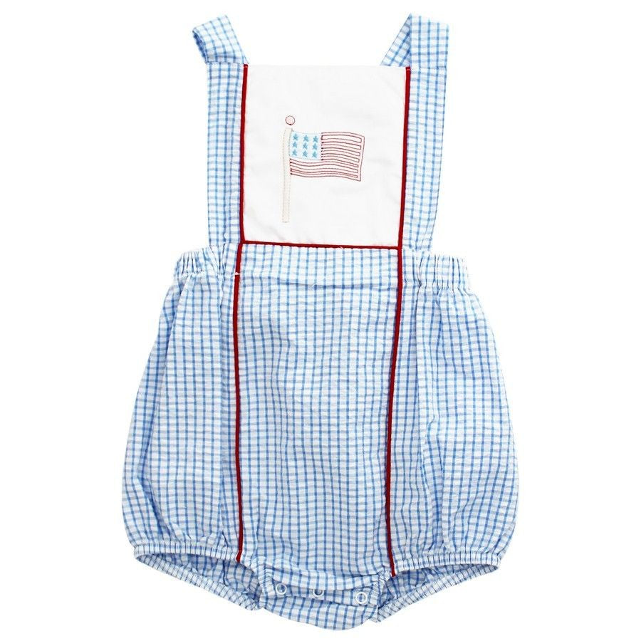 Bailey Boys Blue Check Patriotic Grand Old Flag Baby Bubble