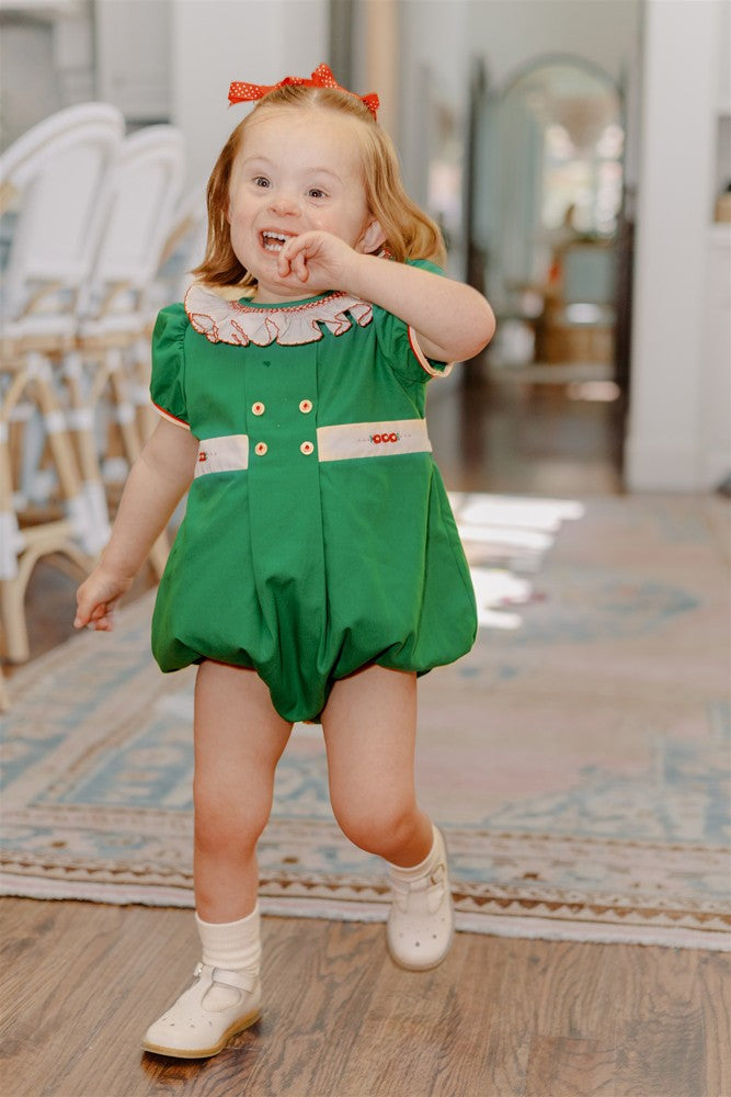 Proper Peony Baby Girls Green Juniper Christmas Bubble