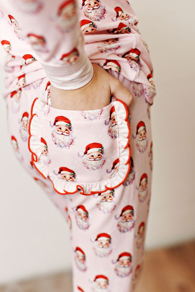 Swoon Baby Girls Butterknit Pajamas PJ Set - Santa Claus Print - Pink by Swoon Baby