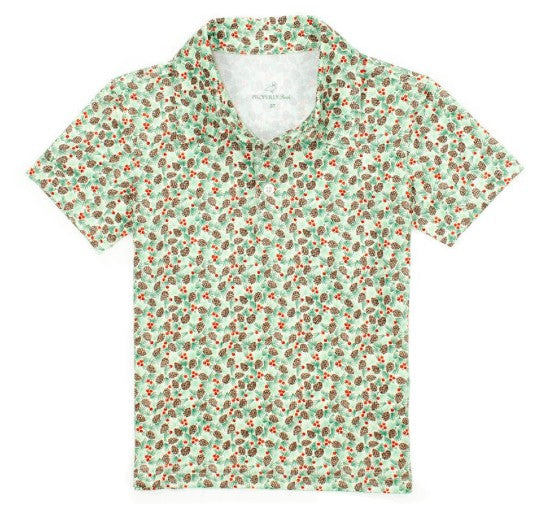Properly Tied Boys Inlet Polo Shirt - Green Winter Pine by Properly Tied