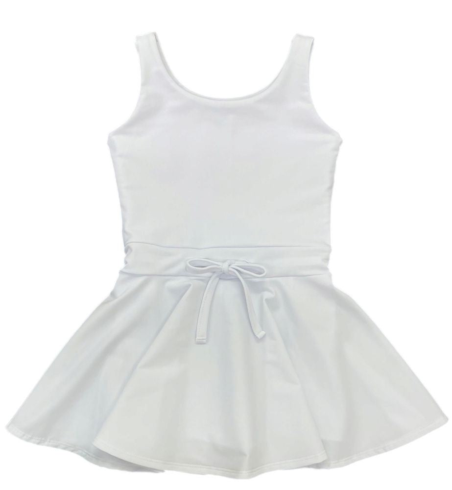 Be Elizabeth by James & Lottie Girls Athleisure Tennis Dress with Tie - White