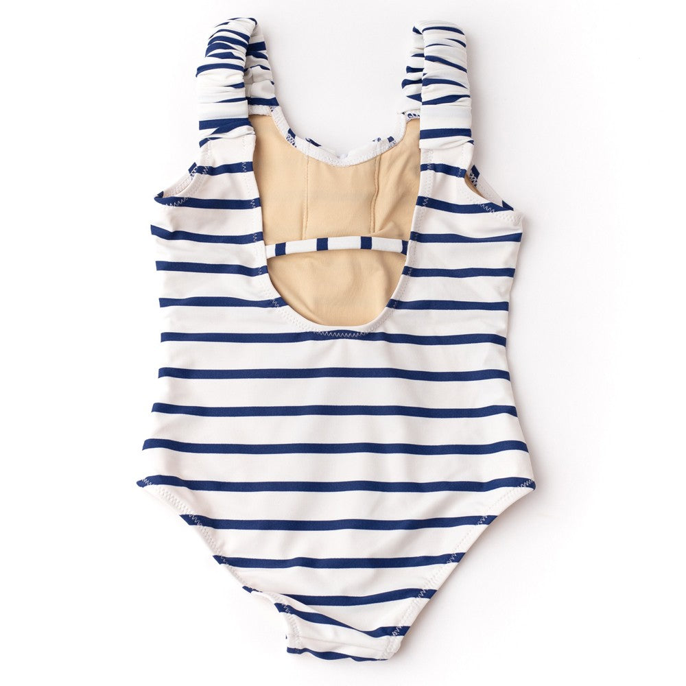 Shade Critters Girls One Piece Swimsuit - Blue Nautical Stripe Lace Up by Shade Critters