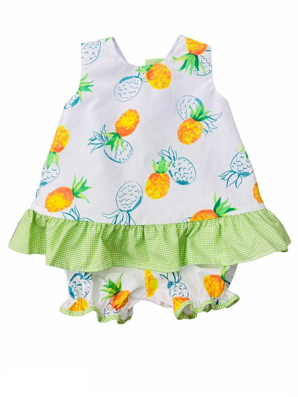 The Best Dressed Child Girls Pineapple Print Bloomers Set - Green Ruffle