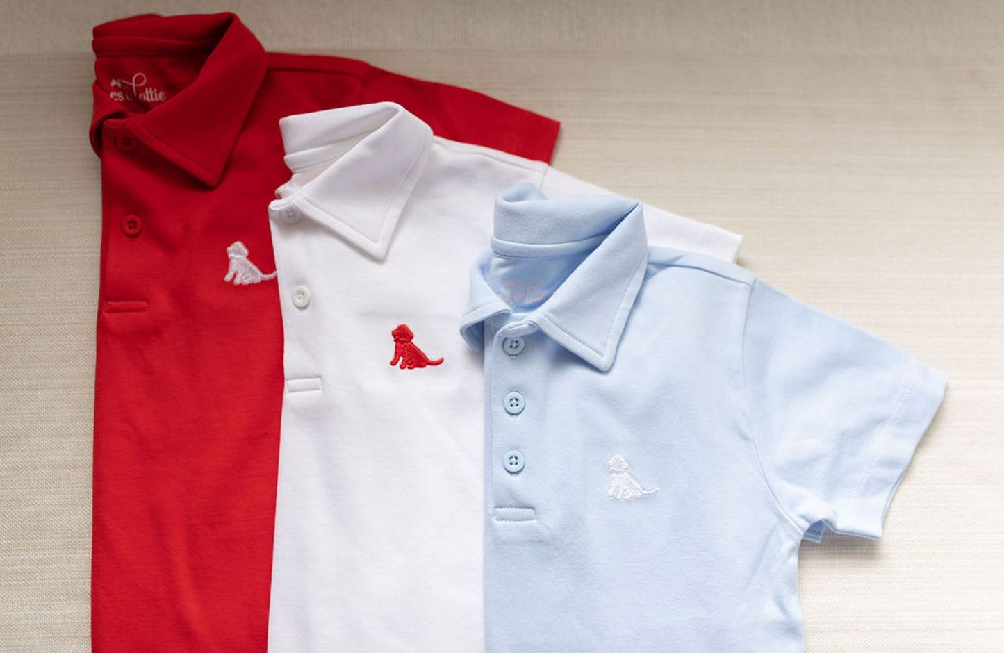 James & Lottie Boys Light Blue Polo Shirt - White Puppy