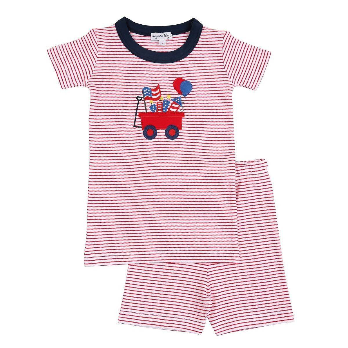 Magnolia Baby 4th of July Celebration! Red Striped Short Pajamas by Magnolia Baby