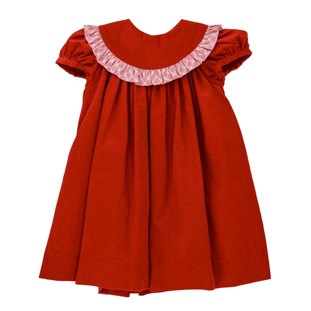 Bailey Boys Girls Christmas Float Dress - Red Corduroy with Wembley Plaid Trim