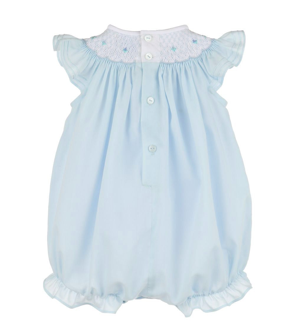 Luli & Me Baby Girls Classic Smocked Bubble - Blue