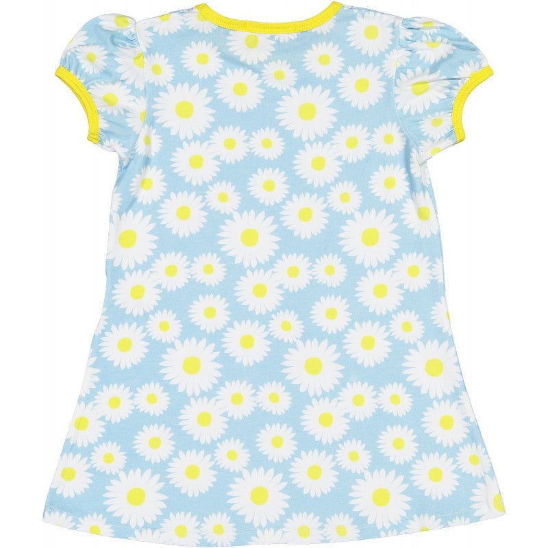Sal & Pimenta Girls A-Line Knit Dress - Blue with Daisy Print by Sal & Pimenta