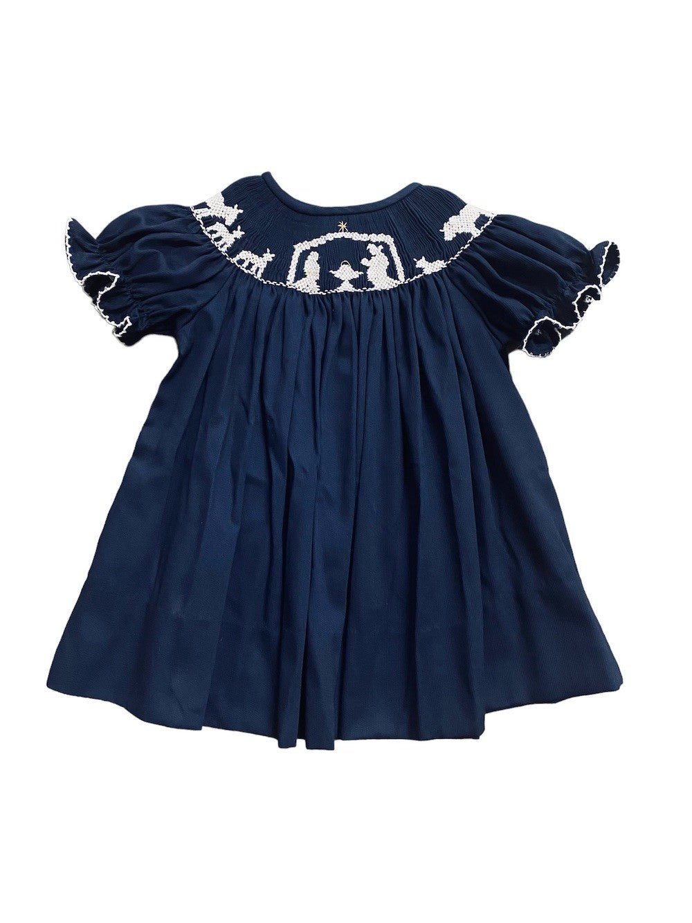 The Best Dressed Child Girls Navy Blue Smocked Nativity Dress - Bishop The Best Dressed Child Girls Navy Blue Smocked Nativity Dress - Bishop