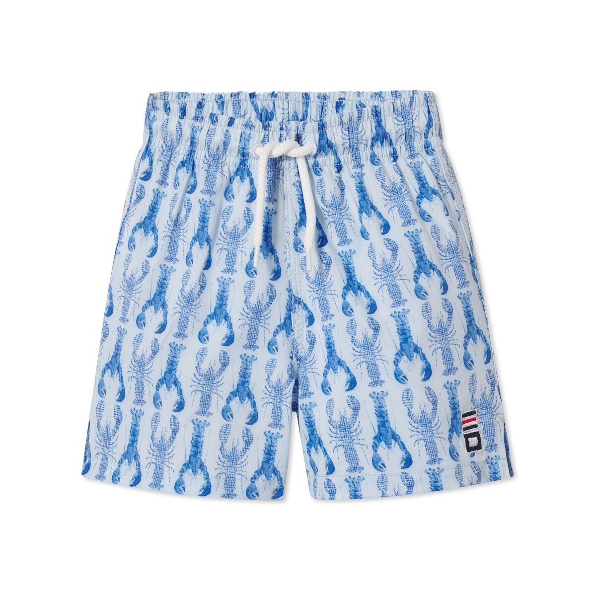 Classic Prep Boys Ford Swim Trunks - Blue Gingham Lobsters