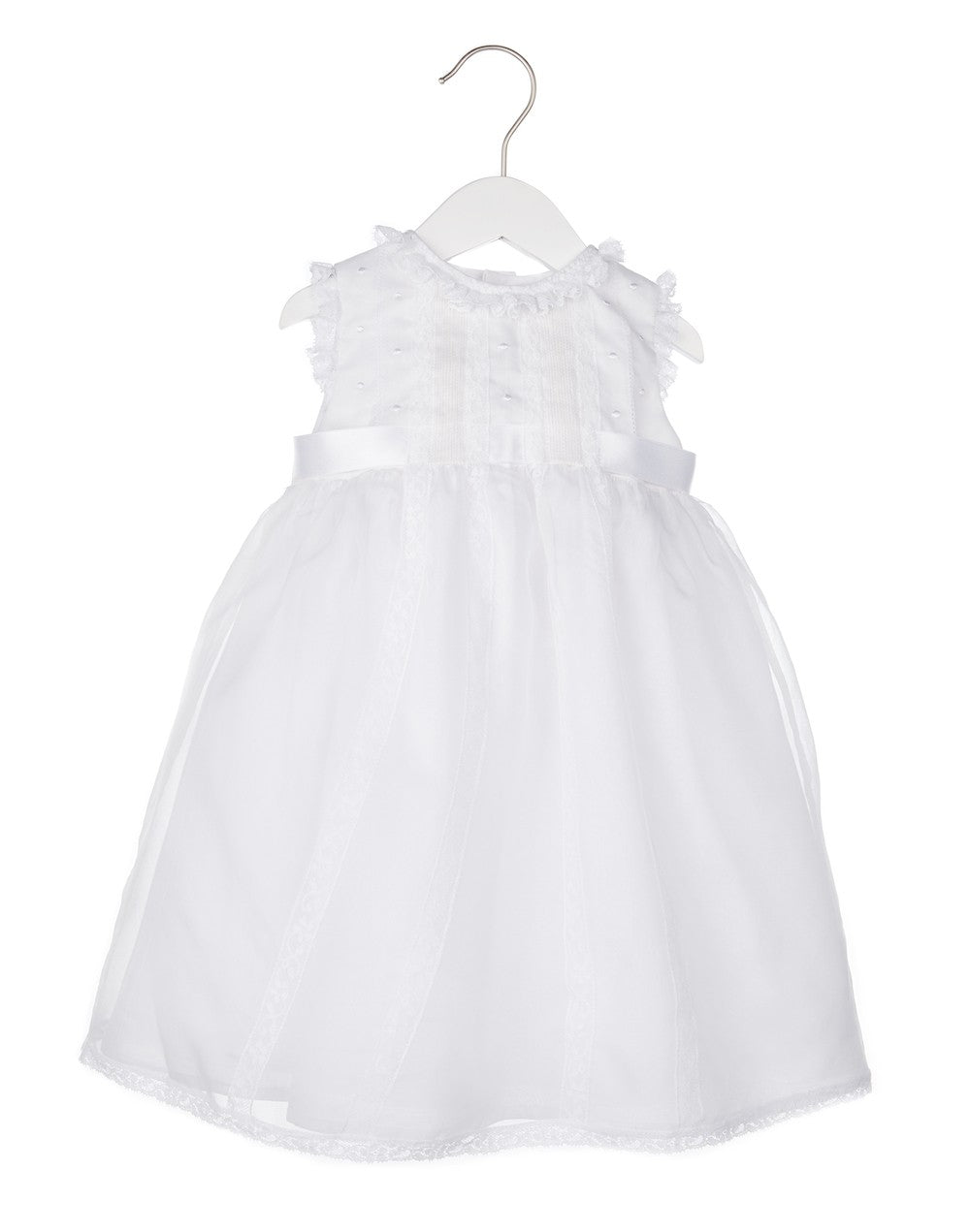 Luli & Me Girls Silk Organza Sleeveless Special Occasion Dress - White