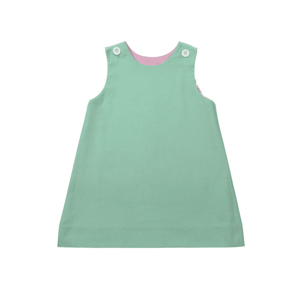 Lullaby Set Girls Olivia Jumper Dress - Reversible - Seafoam Green / Pink Cord