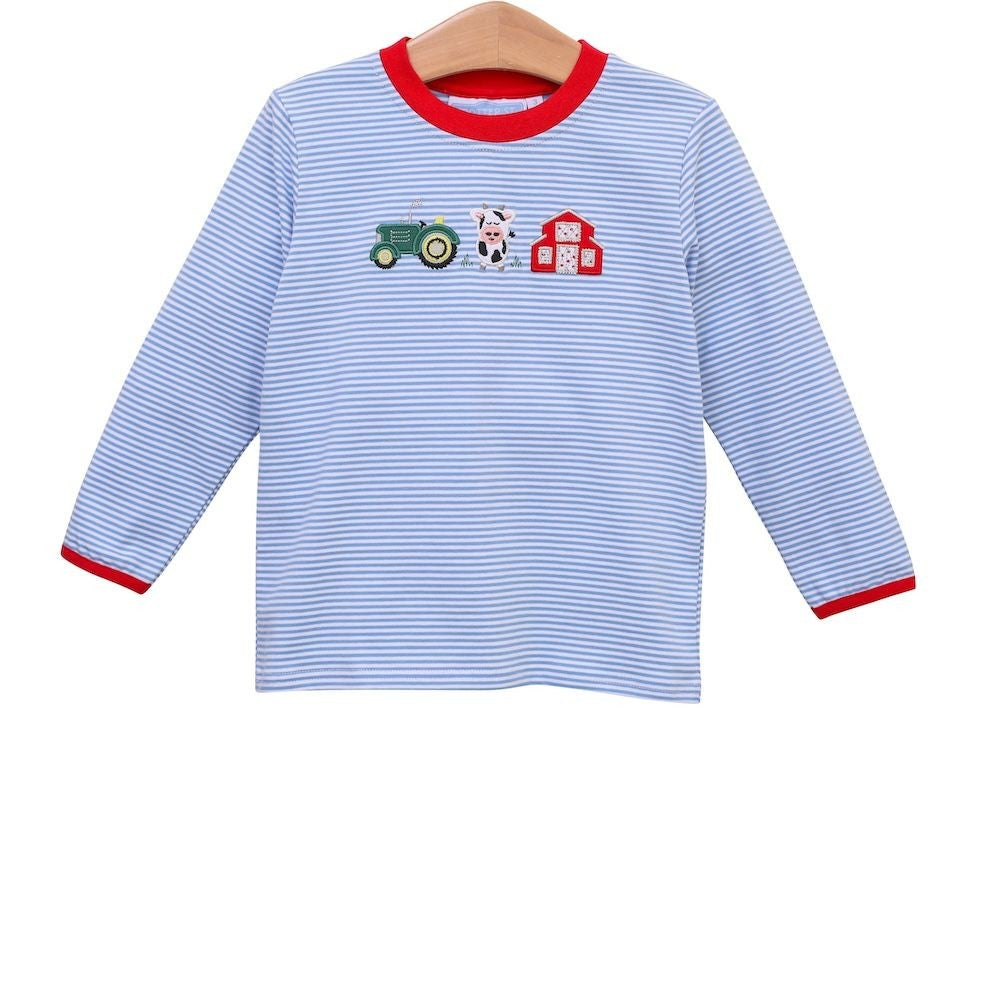 Trotter Street Kids Boys Long Sleeved Shirt - Blue Farm