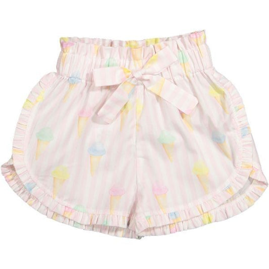 Sal & Pimenta Girls Pink Ice Creams Ruffle Shorts with Bow