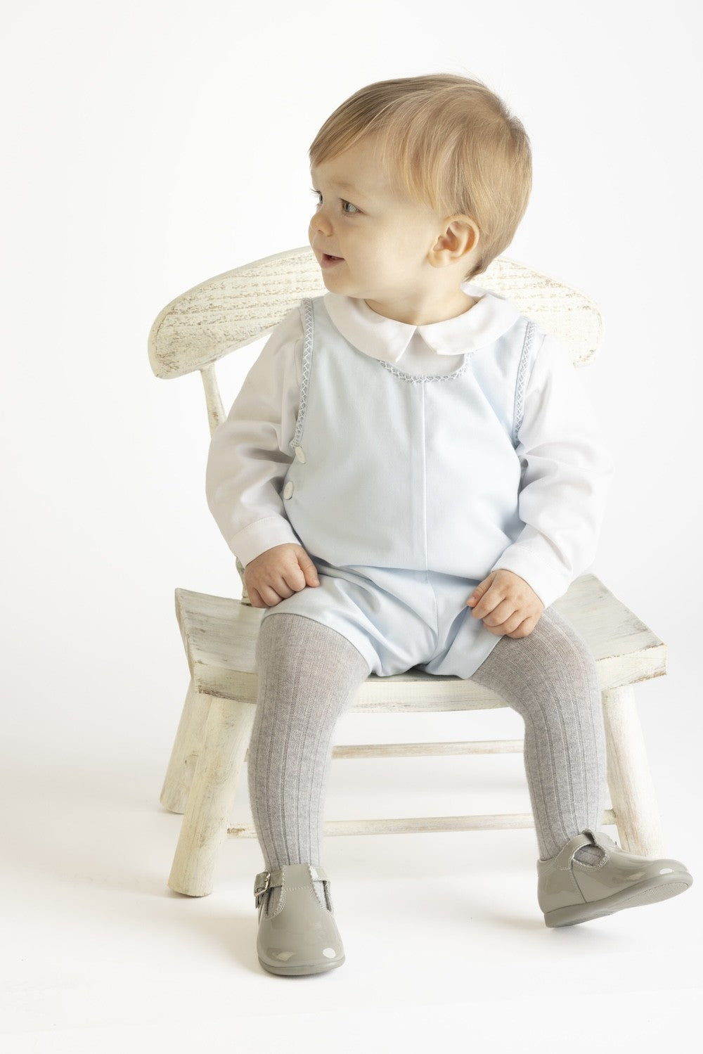 Luli & Me Boys Blue Stitched Shortall with Shirt