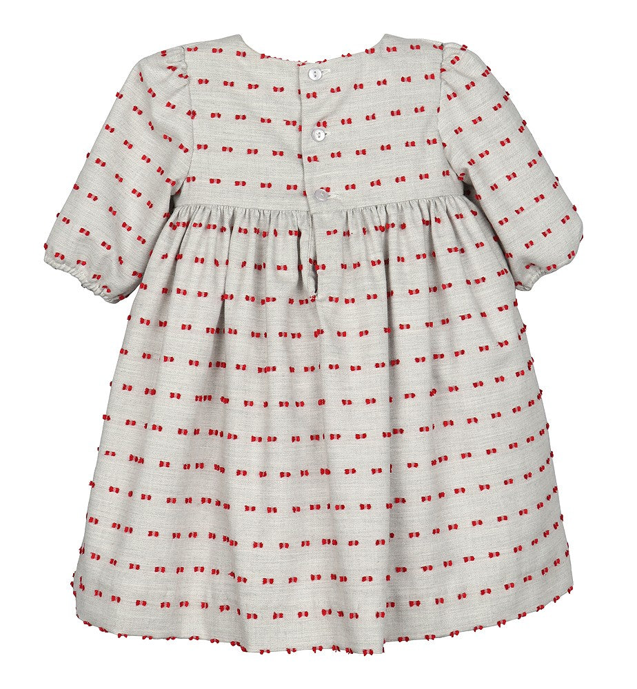 Luli & Me Baby / Toddler Girls Gray Bib Dress with Red Details by Luli & Me