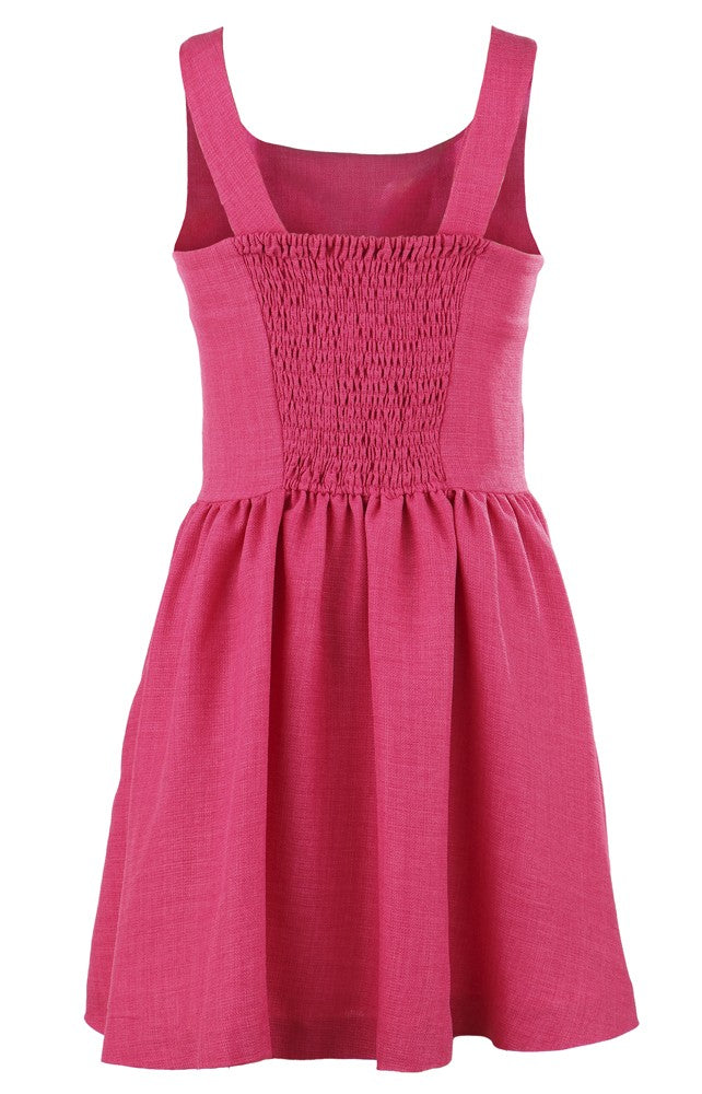 Luli & Me Gabby Girls Willow Pleated Dress - Fuchsia Pink by Luli & Me