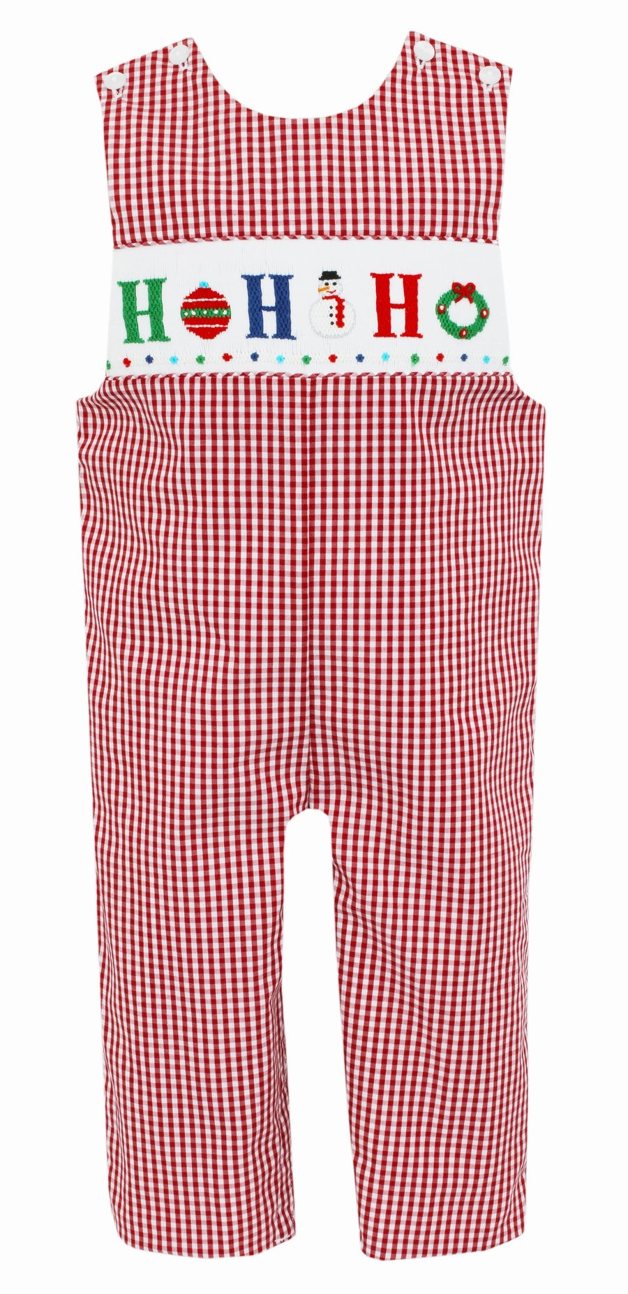 Anavini Velani Baby / Toddler Boys Red Check Smocked HO HO HO Longall