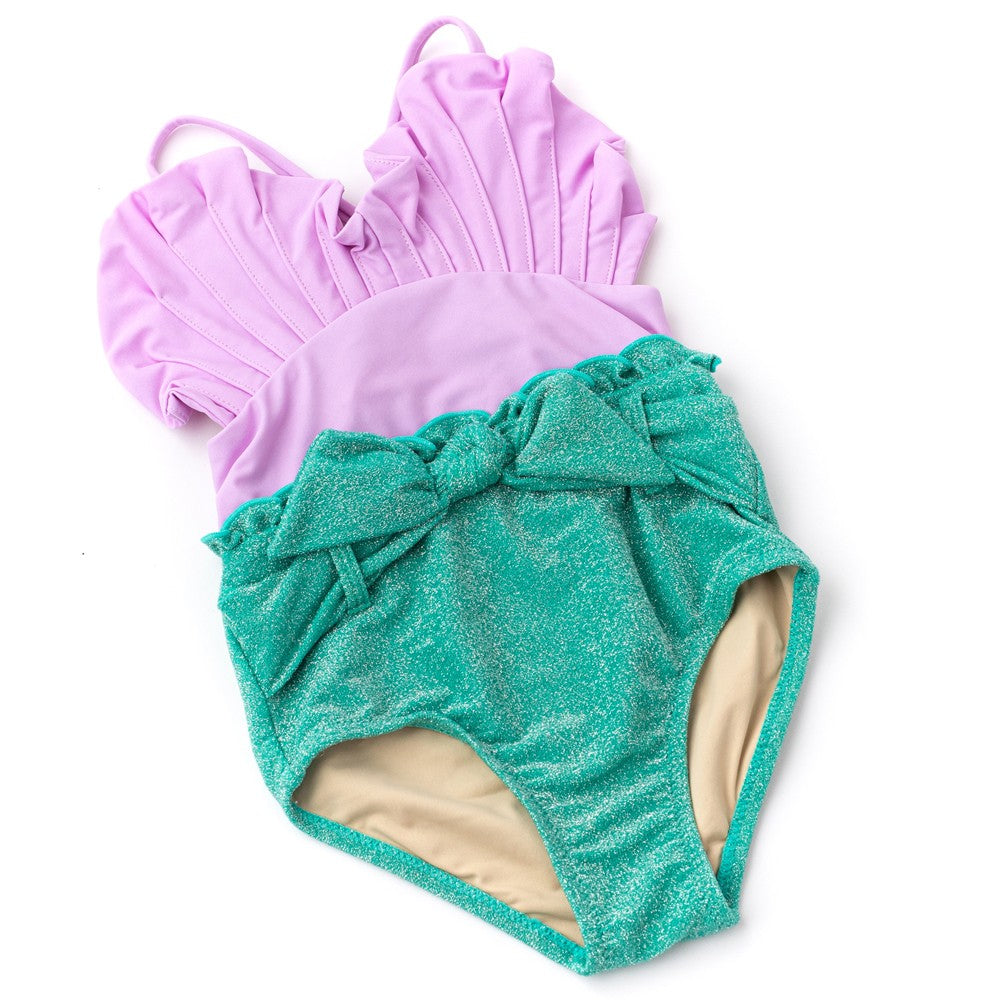 Shade Critters Girls Mermaid Shell Shimmer Swimsuit - Purple