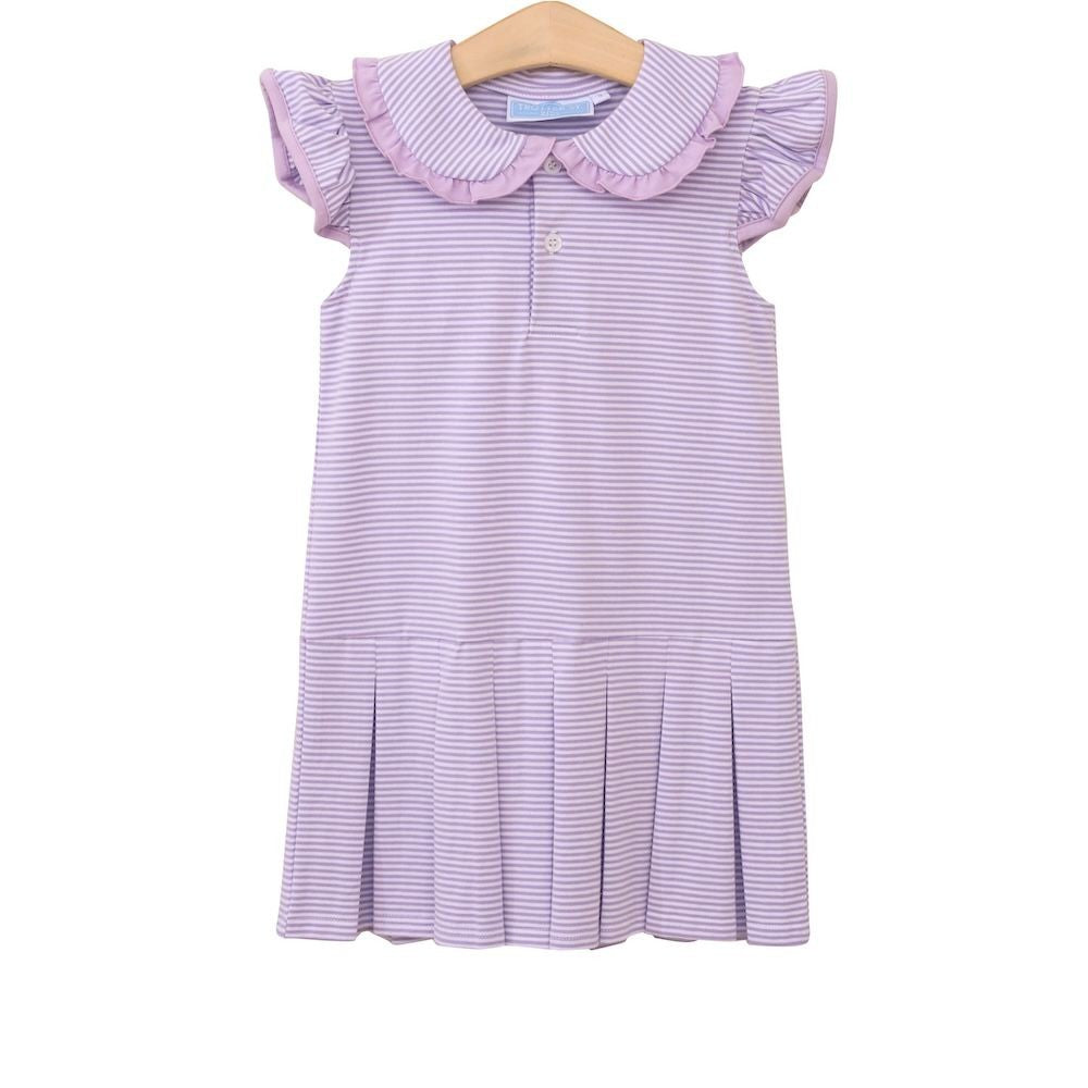 Trotter Street Kids Girls Camilla Knit Dress - Lavender Stripe 2 Trotter Street Kids Girls Camilla Knit Dress - Lavender Stripe 2