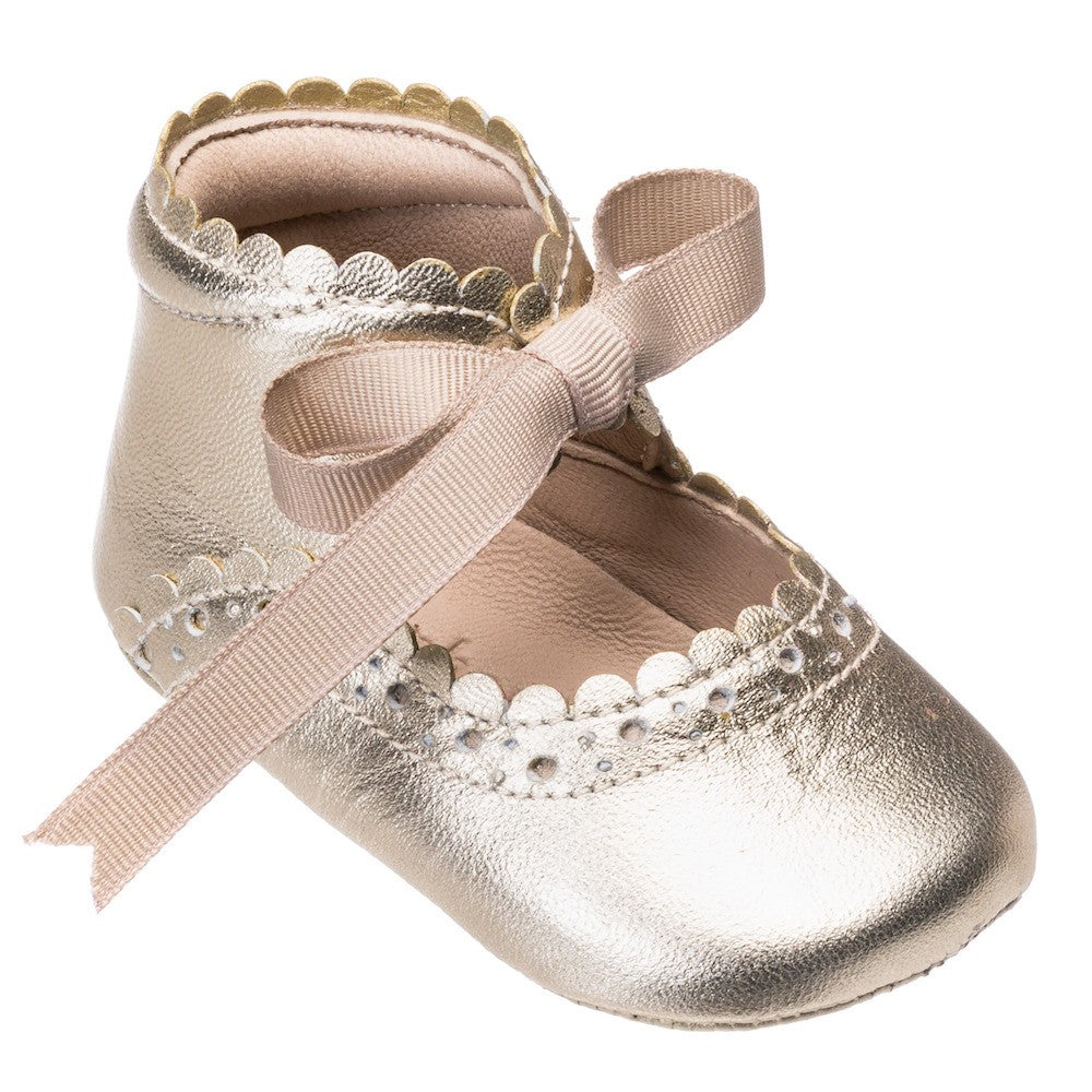 Elephantito Baby Shoes - Girls Sabrina with Bow - Gold