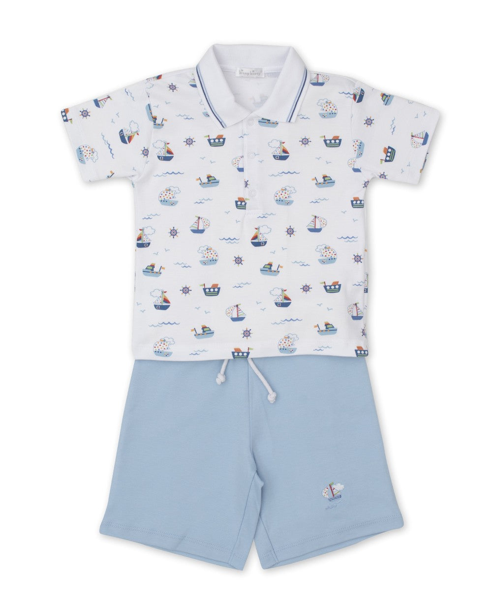 Kissy Kissy Baby / Toddler Boys Blue Boats at Sea Shorts Set