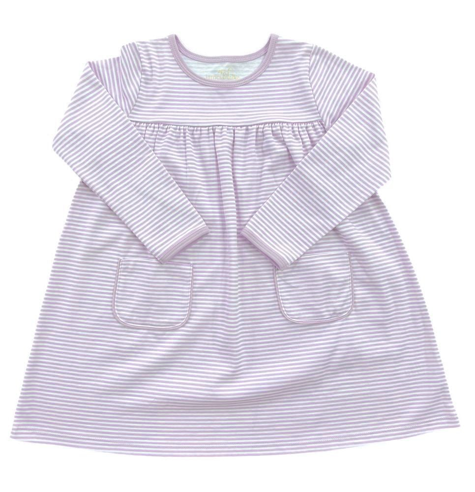 James & Lottie Girls Lennon Knit Pocket Dress - Lavender Stripes by James & Lottie