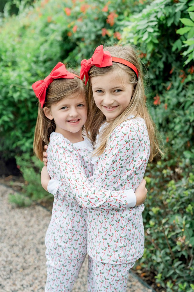 Lila & Hayes Girls Alden Pajamas Set - Christmas Candy Canes & Holly by Lila & Hayes