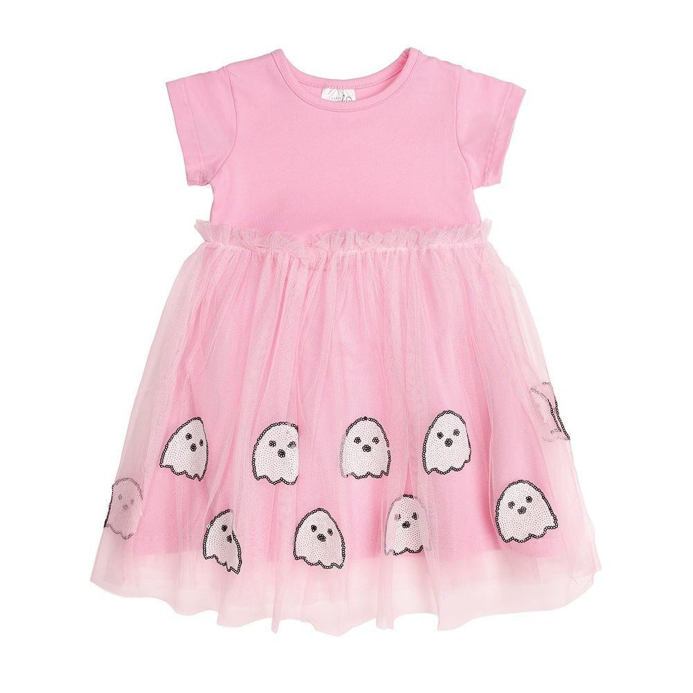 Sweet Wink Girls Halloween Dress - Pink Tutu - Ghost Sequins