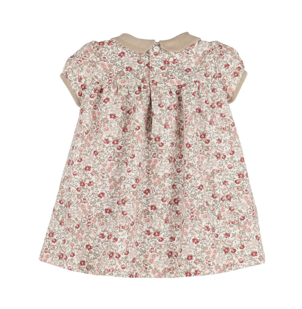 Luli & Me Girls Vintage Rose Floral Dress with Collar by Luli & Me