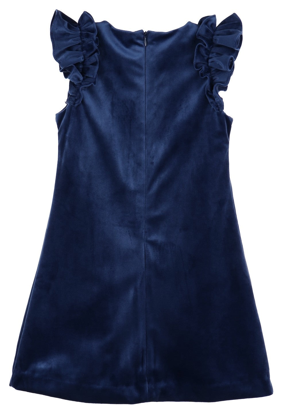 Luli & Me Maria Casero Girls Deluxe Velvet Holiday Party Shift Dress - Navy Blue