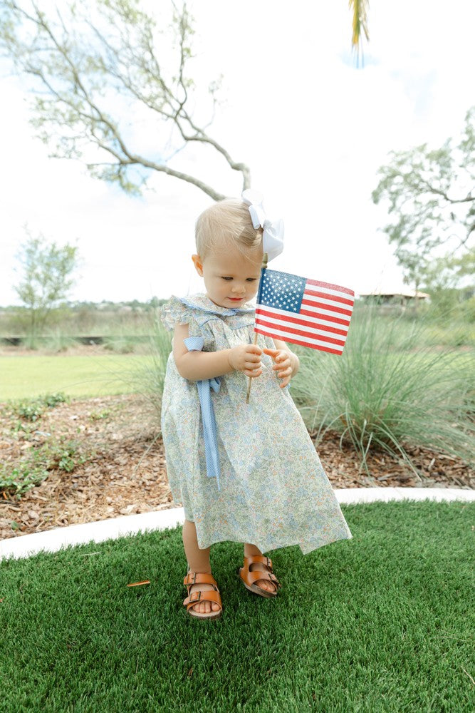 Bailey Boys Girls Buttercup Floral Float Dress - Blue Side Bows