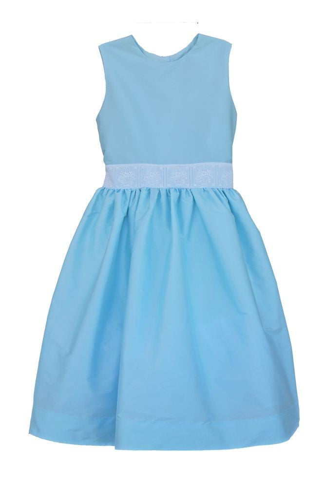 Susanne Lively Girls Sleeveless Blue Dress - Special Trim at Waist 12 Susanne Lively Girls Sleeveless Blue Dress - Special Trim at Waist 12
