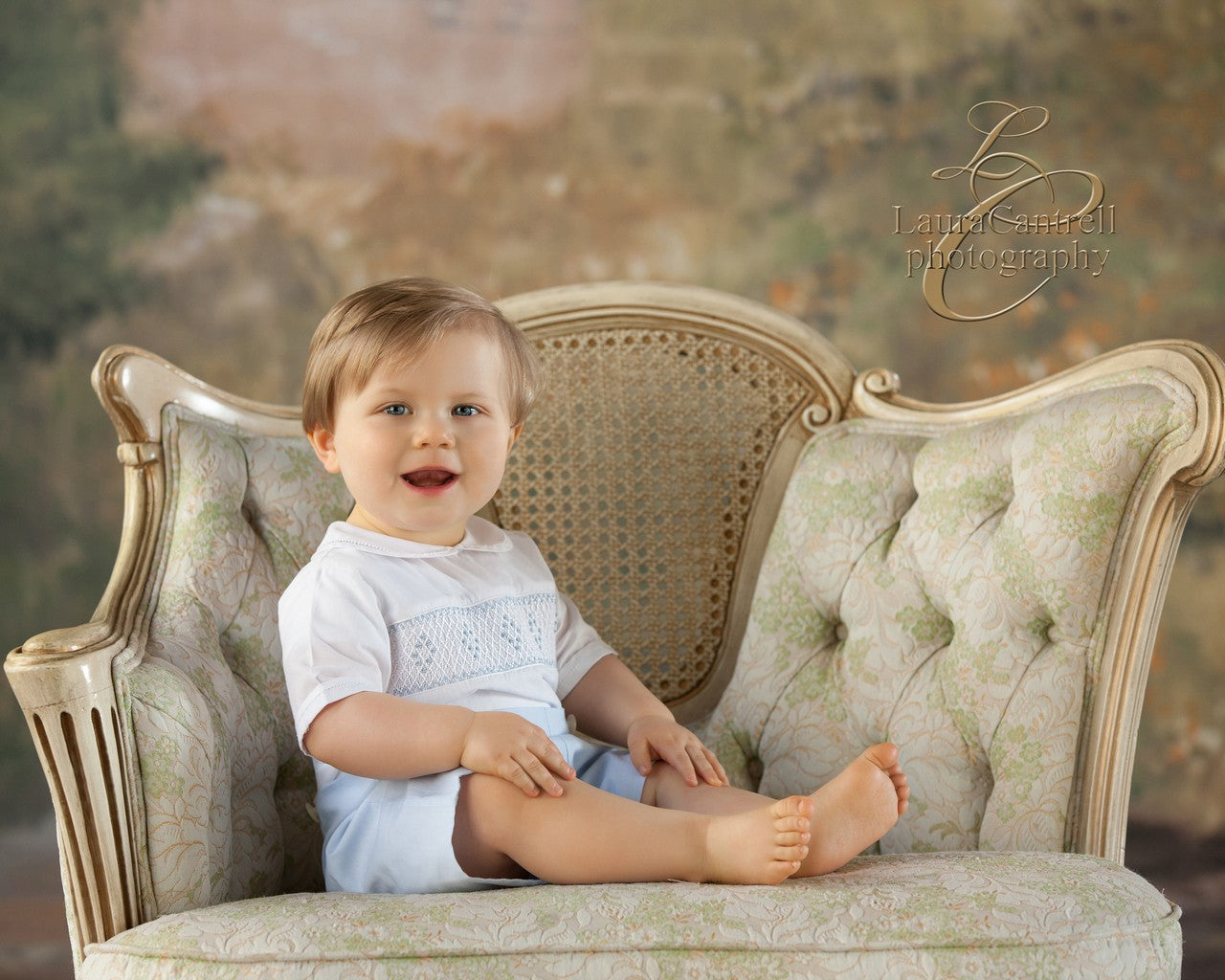 Feltman Brothers Baby / Toddler Boys White / Light Blue Smocked Button On Bobbie Suit by Feltman Brothers