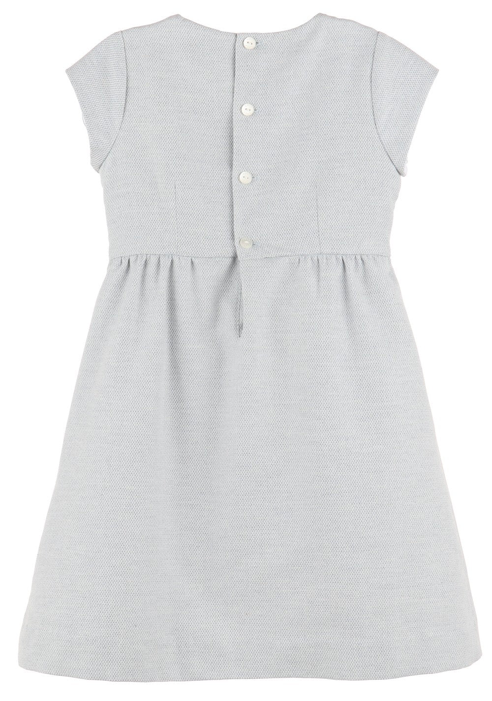 Luli & Me Girls Jackie O Embroidered Dress with Bow - Blue Gray by Luli & Me