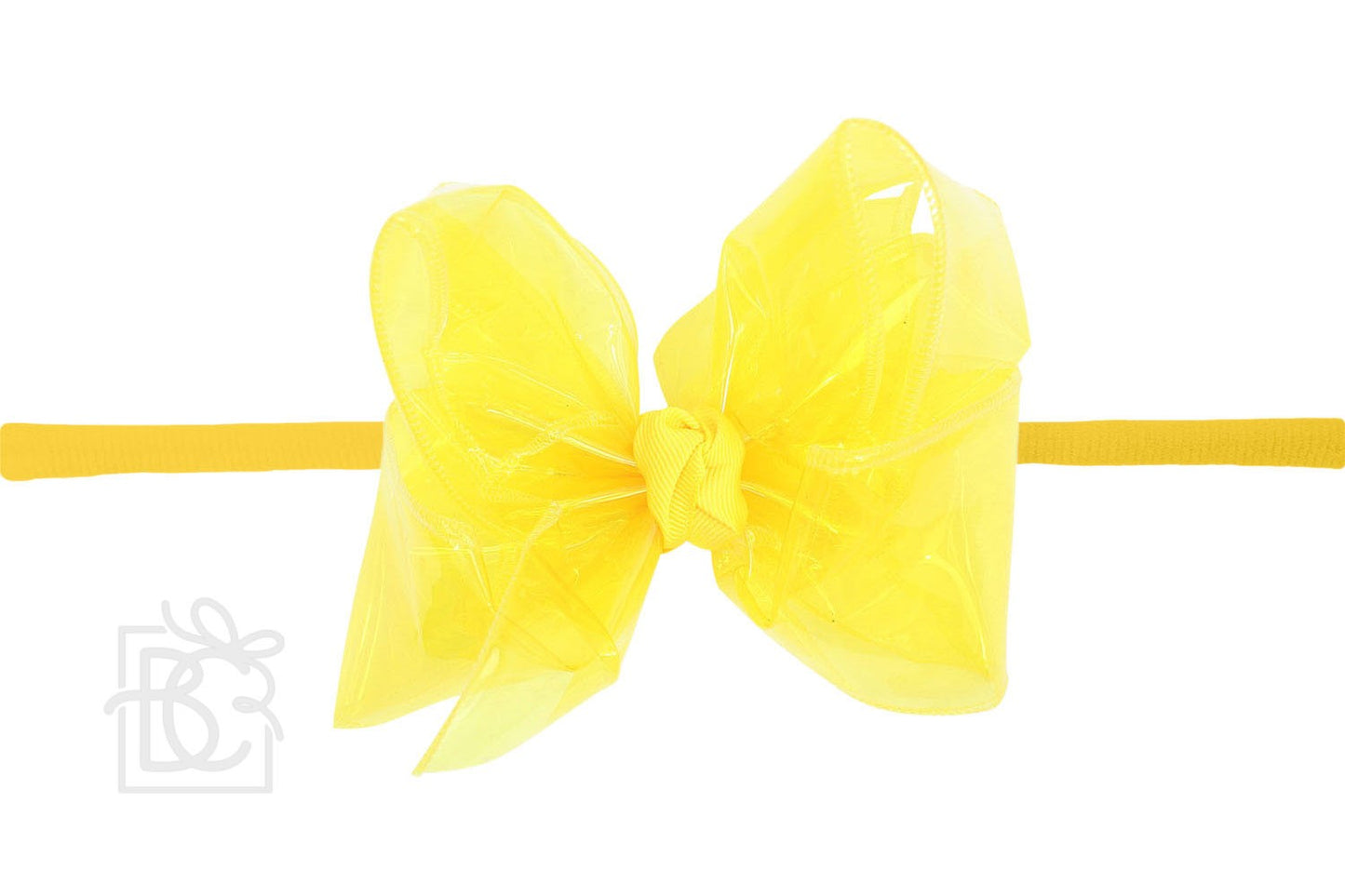 Beyond Creations Girls 1/4" Pantyhose Headband with Attached Bow - Waterproof - Bright Yellow