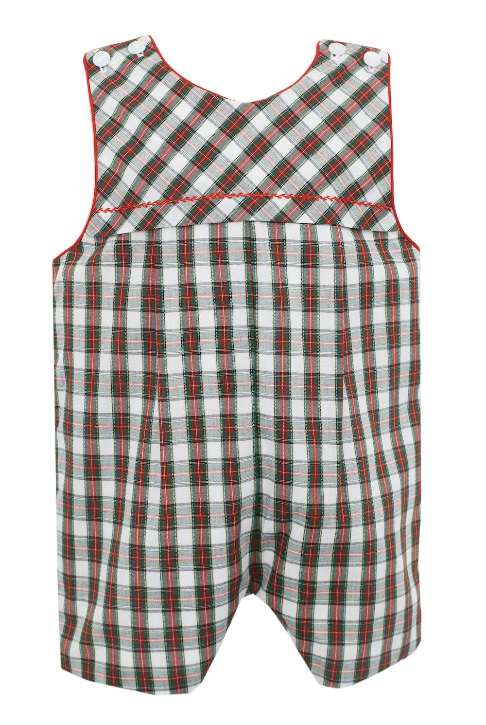 Petit Bebe Baby / Toddler Boys Red Holiday Plaid Shortall by Petit Bebe