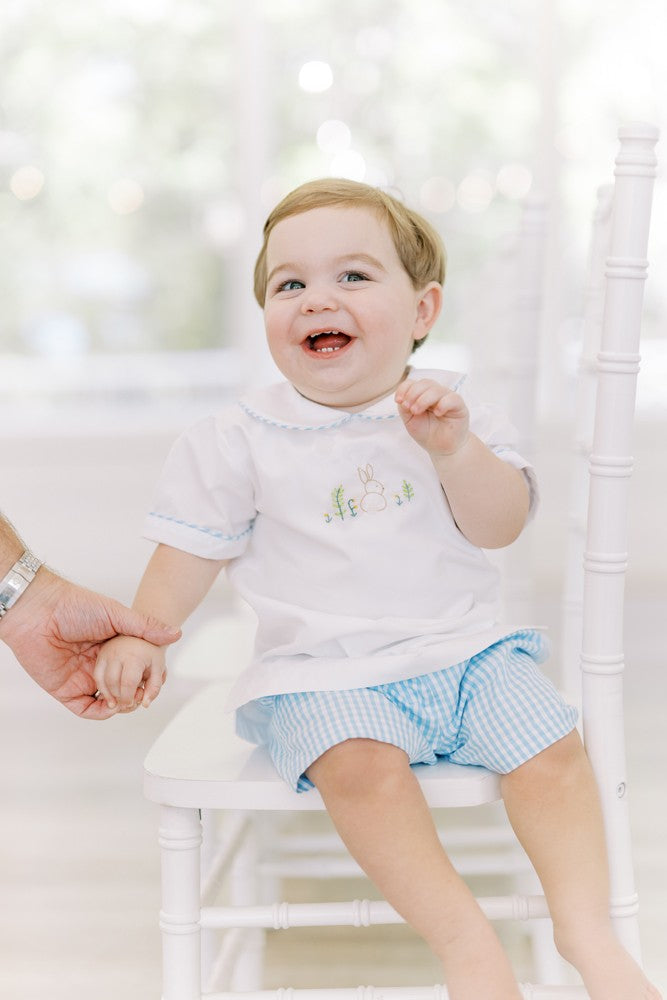 Proper Peony Toddler Boys Blue Blake Easter Bunny Shorts Set