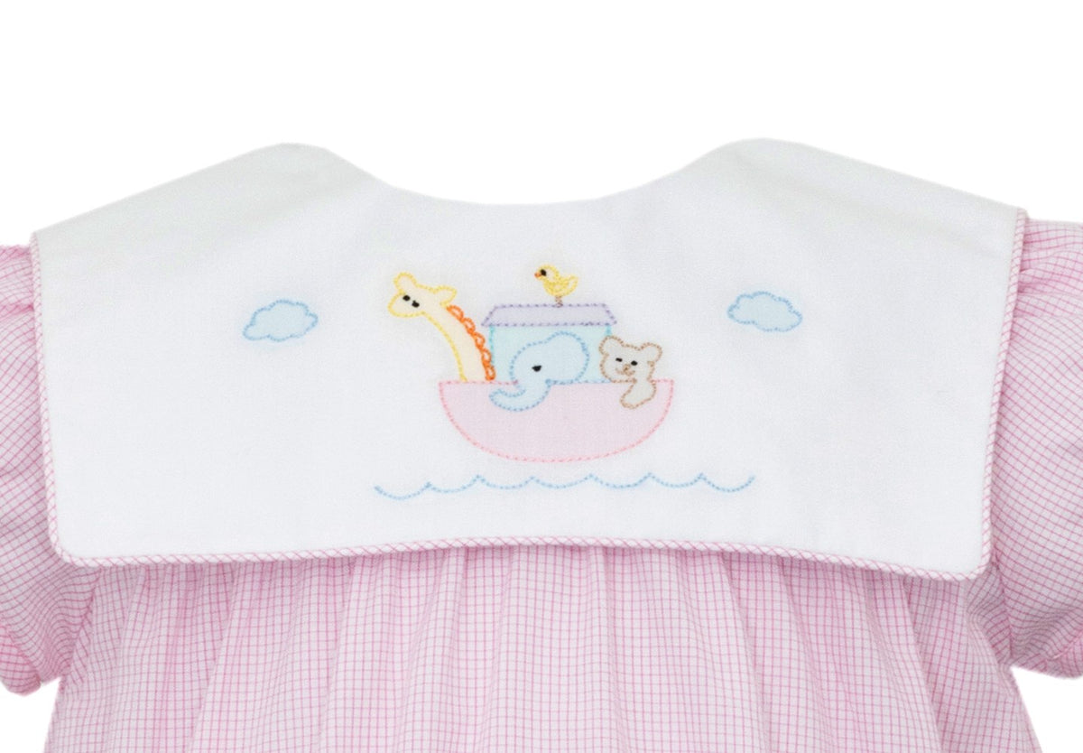 Anavini Baby Girls Pink Check Bubble - Noah's Ark Collar by Anavini