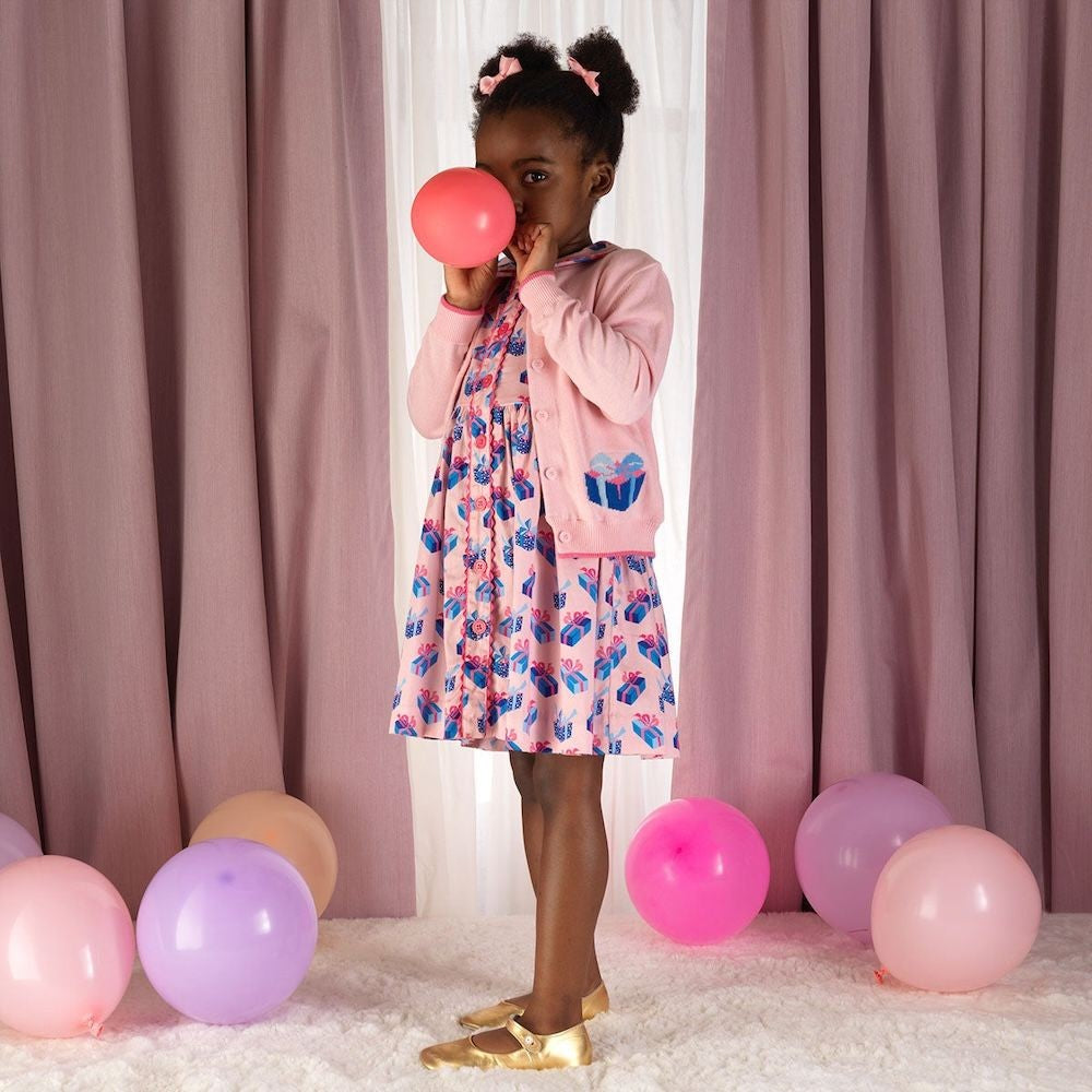 Rachel Riley Girls Pink Smocked Birthday Presents Dress
