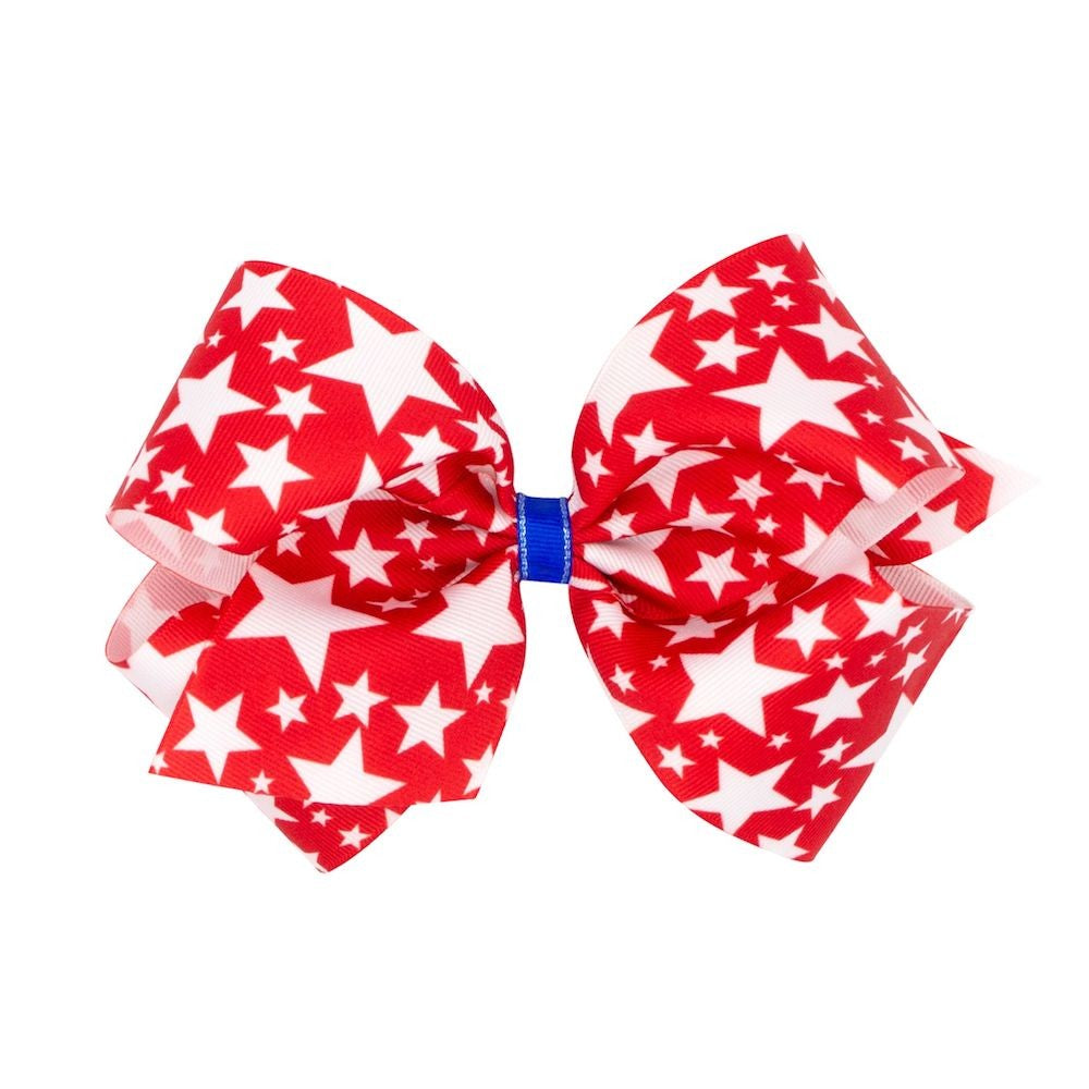 Wee Ones Girls Patriotic Hair Bow - Red with White Stars by Wee Ones