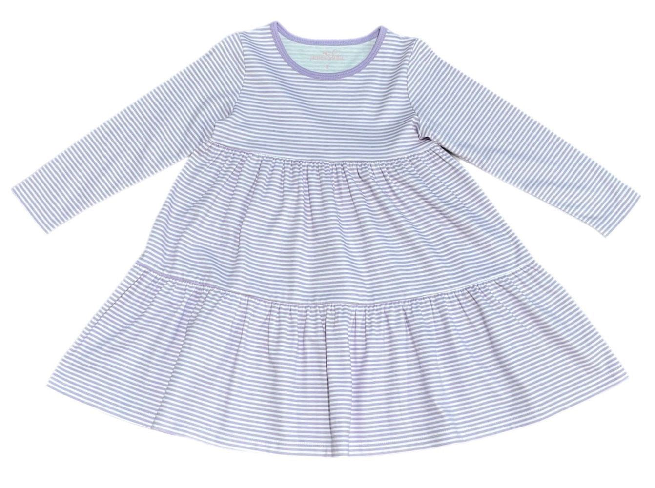 James & Lottie Girls Brynn Knit Dress - Lavender Stripes by James & Lottie