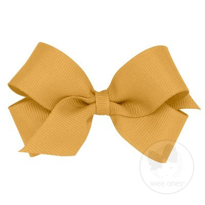 Wee Ones Girls Clasic Grosgrain Bow on Clip - Old Gold