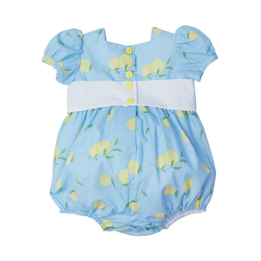 Sal & Pimenta Girls Bubble - Blue Lemonade with Yellow Lemons Embroidery by Sal & Pimenta
