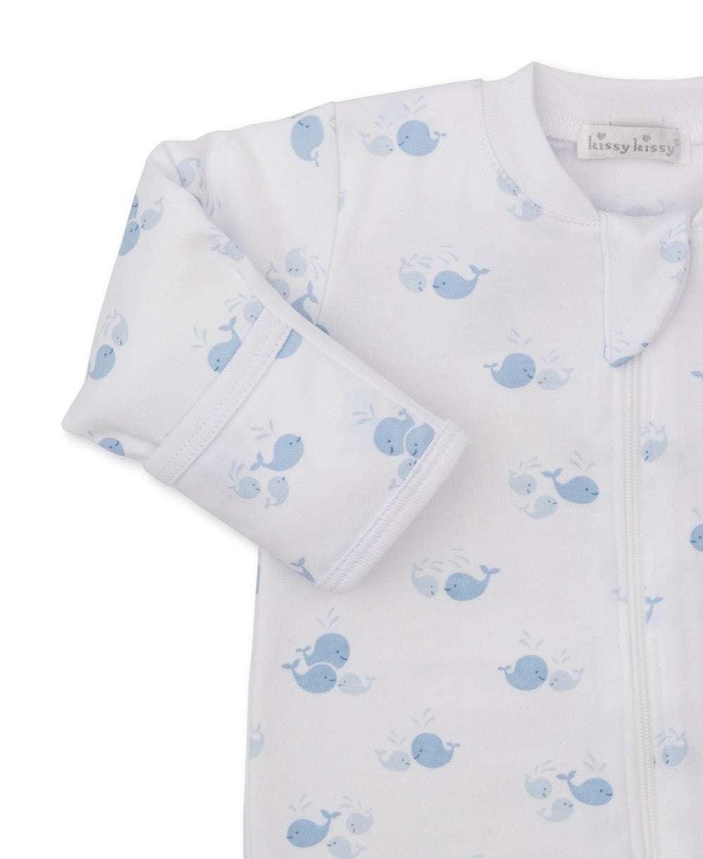 Kissy Kissy Baby Boys Blue Whale Wonder Footie with Zipper