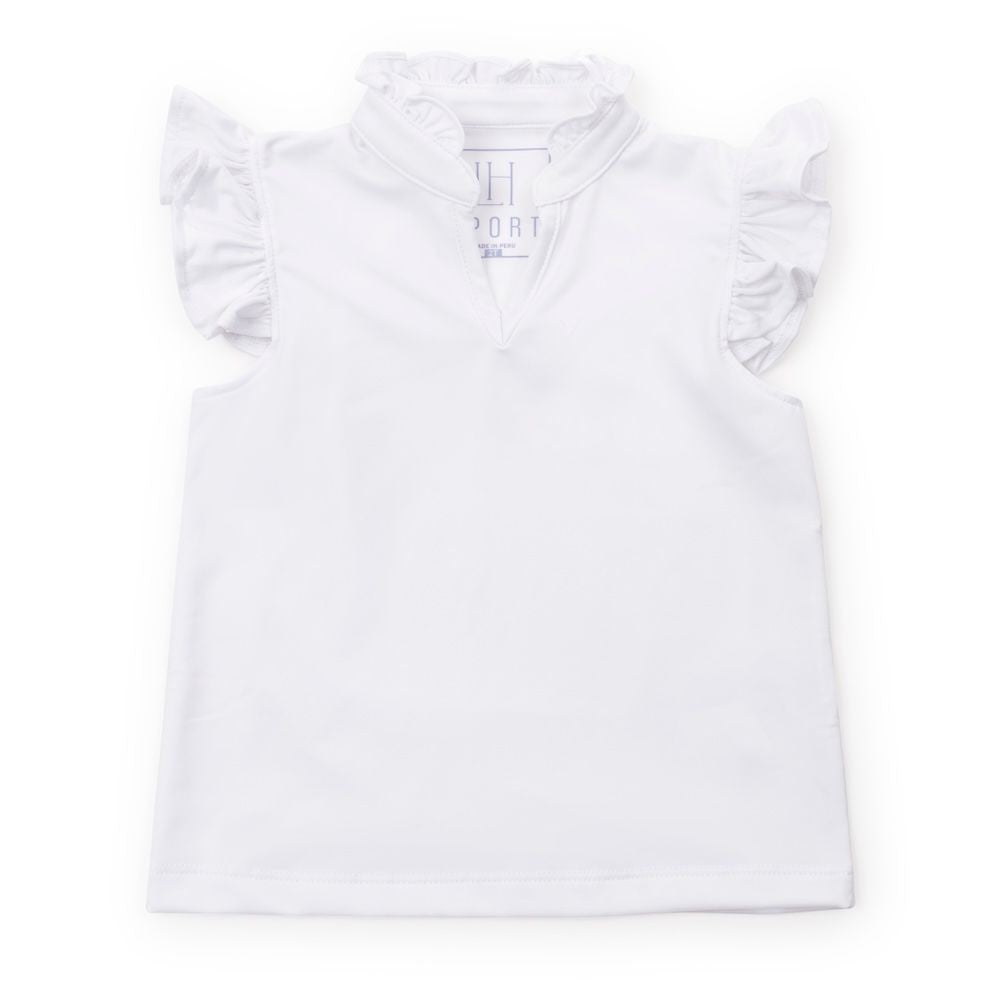 Lila & Hayes Sport Girls Ellie Sleeveless Ruffled Performance Top - White