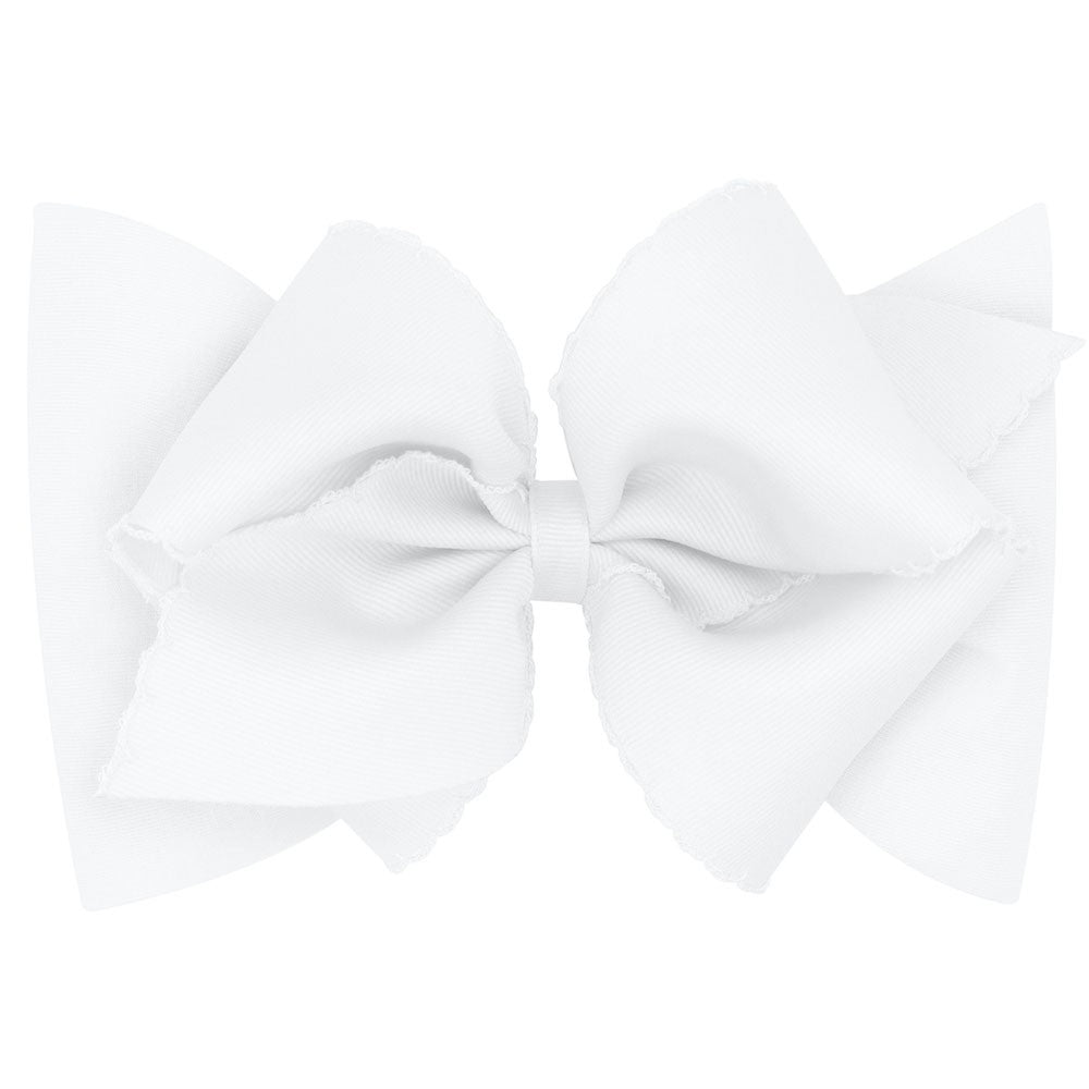 Wee Ones Girls Headband - Monotone Moonstitch Bow - White